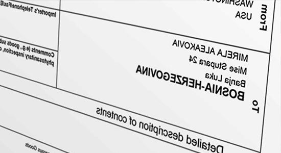 Online Click-N-Ship form showing an international address field.